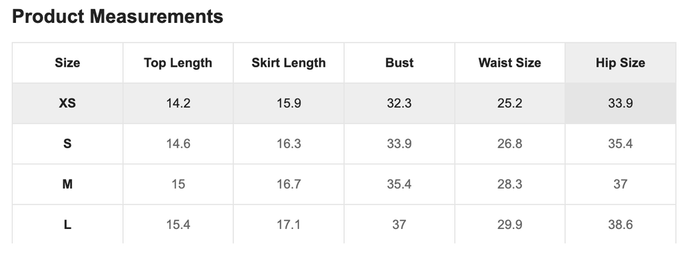 Size Chart