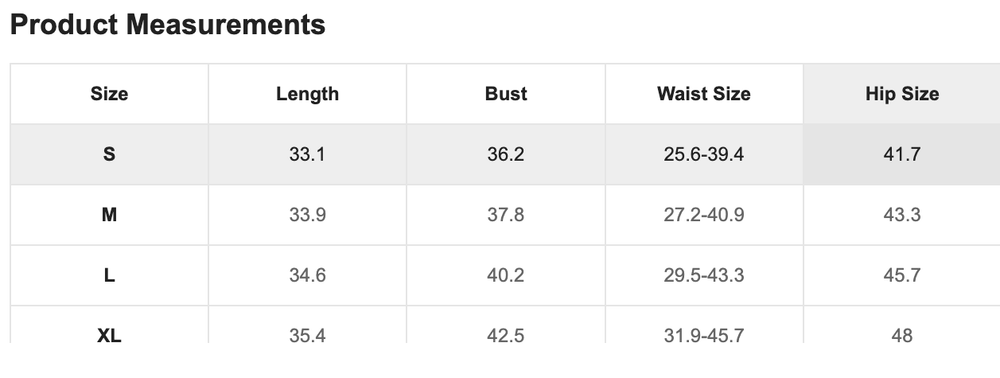 Size Chart
