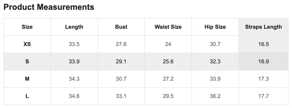 Size Chart