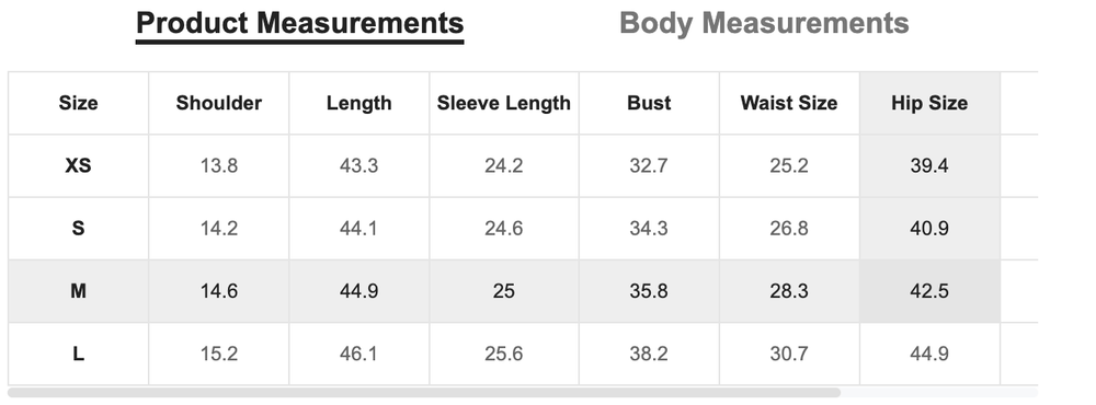 Size Chart