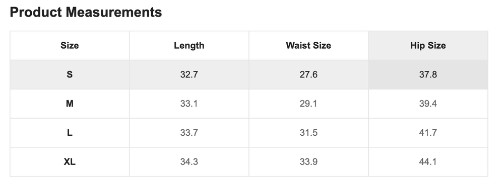 Size Chart