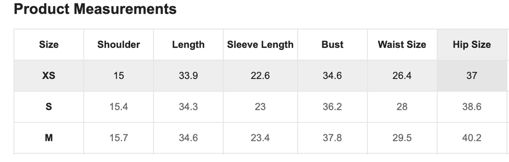 Size Chart