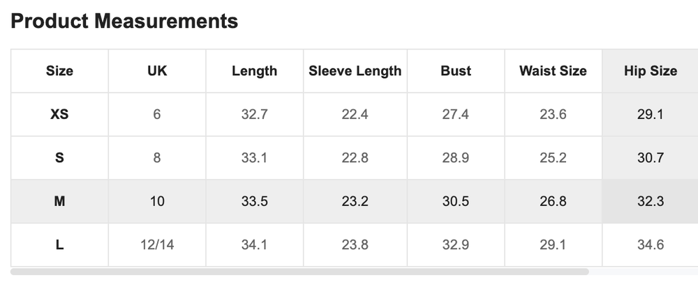 Size Chart