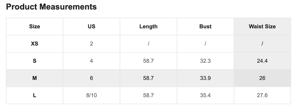 Size Chart