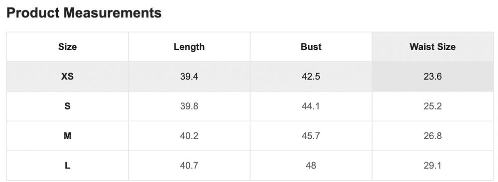 Size Chart