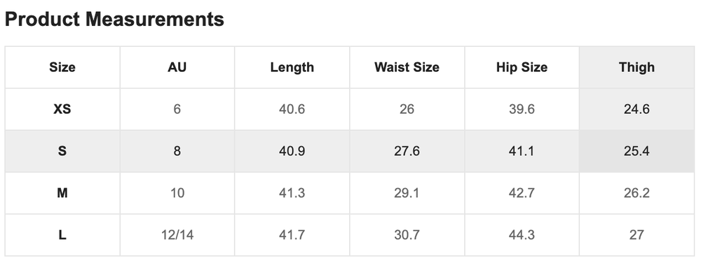 Size Chart