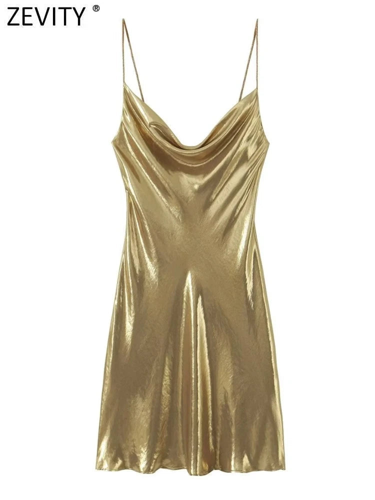 Urfi Summer Metal Party Wear Dress - Gold Periwinkley Shop