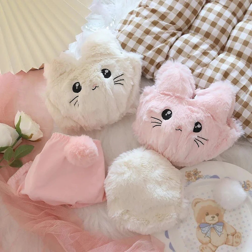 Plush Kitty Lingerie Set - Pink