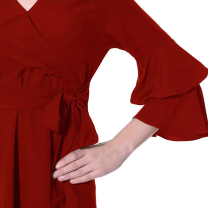 Solid Red Ruffle Skater Dress Periwinkley Shop