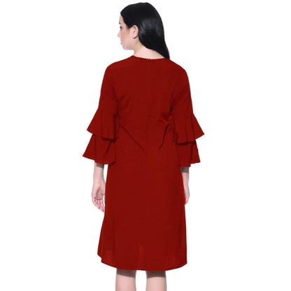 Solid Red Ruffle Skater Dress Periwinkley Shop