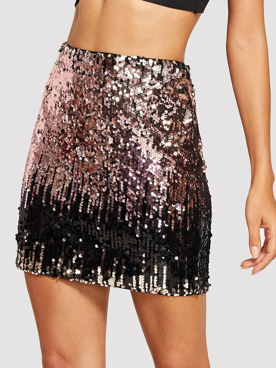 color block sequin skirt Periwinkley Shop