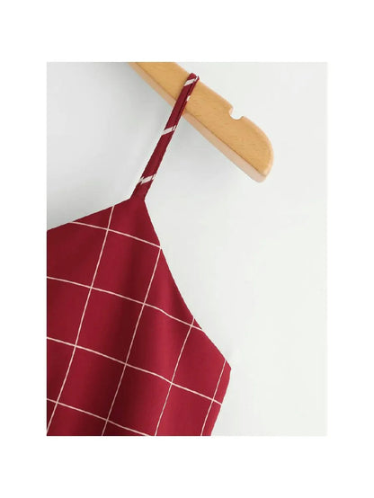 Checked Tie Back Crop Cami Top Periwinkley Shop