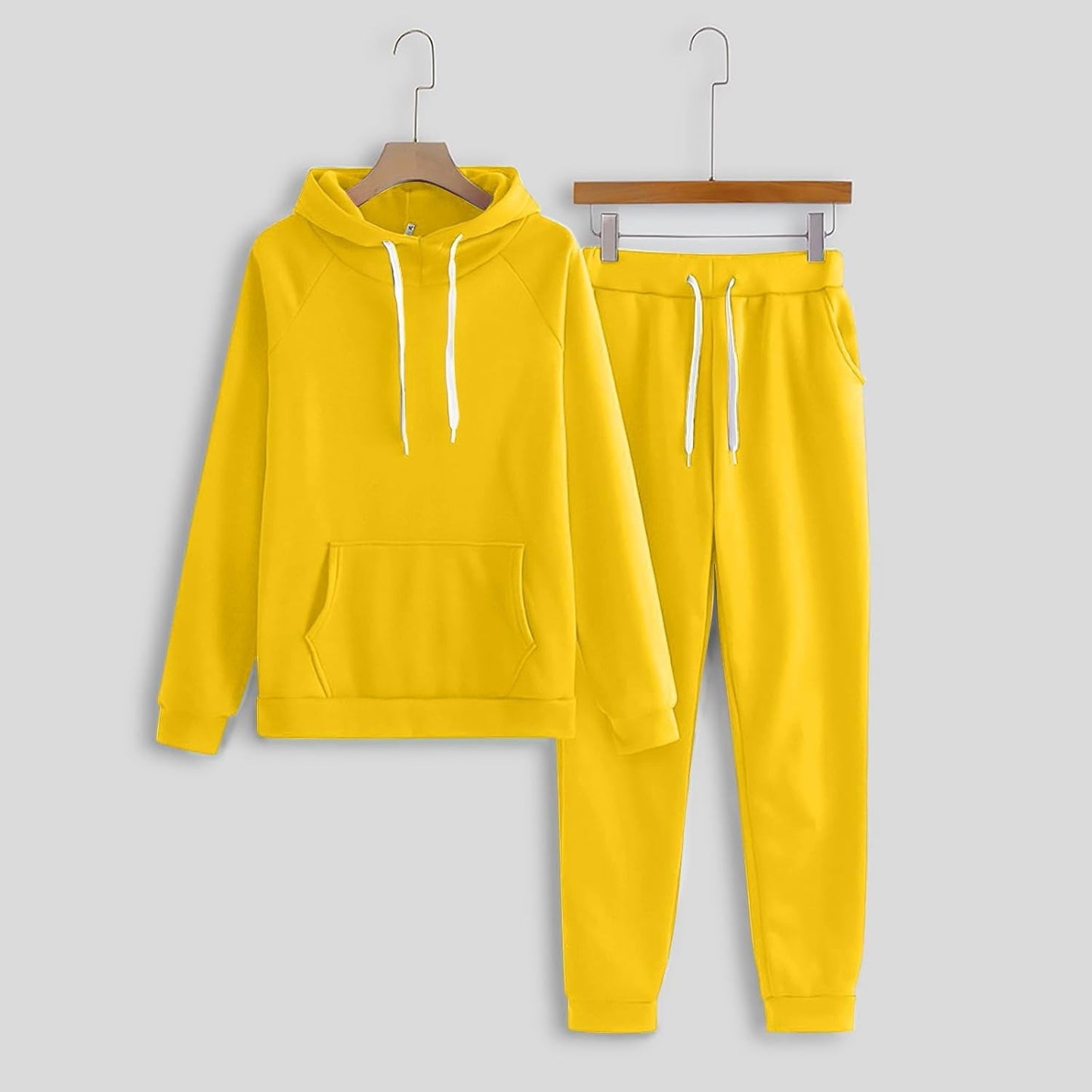 Yellow Hoodie and Joggers Tracksuit Set - Two-Piece Athleisure