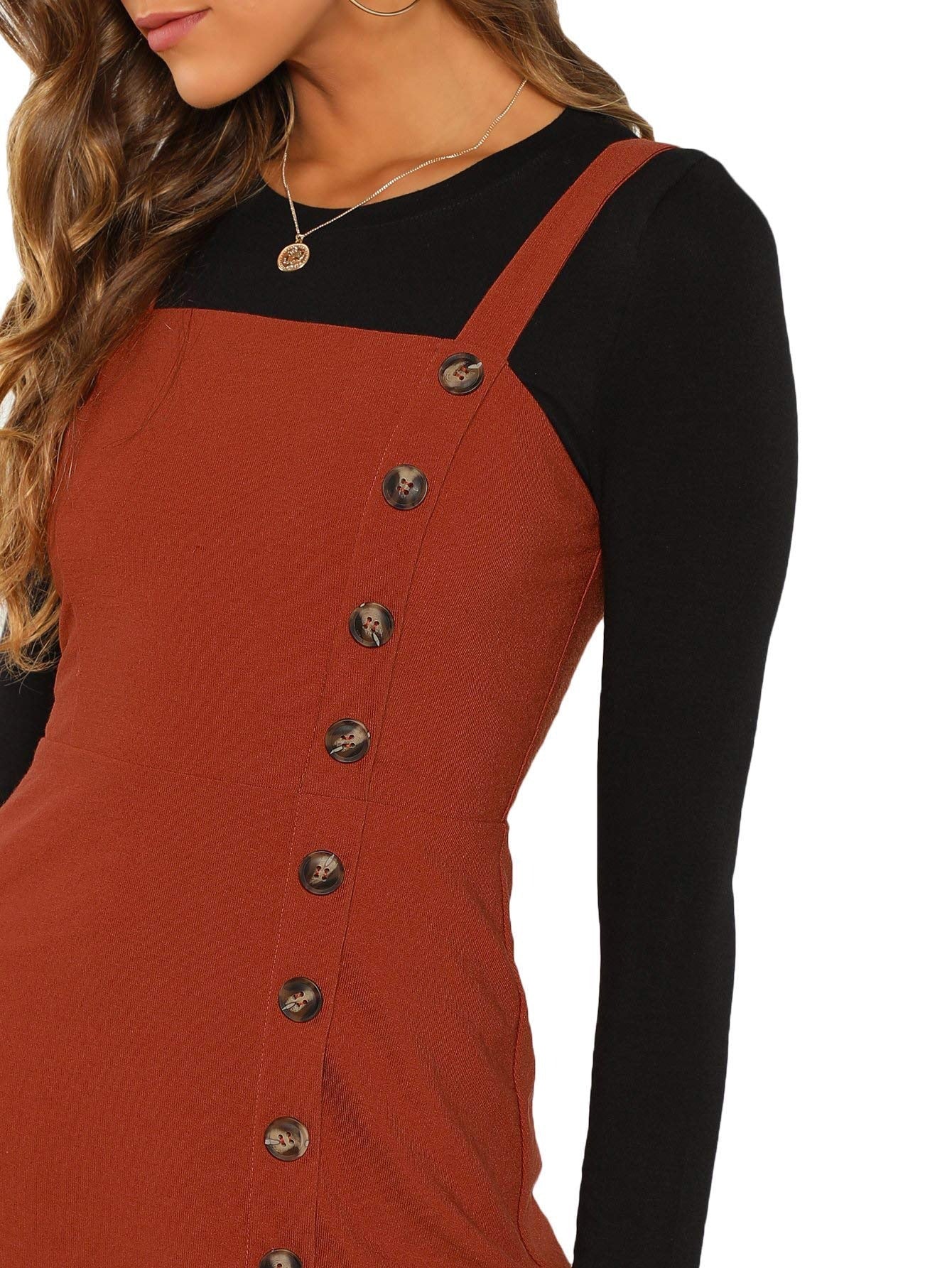 Button Front Pinafore Dress