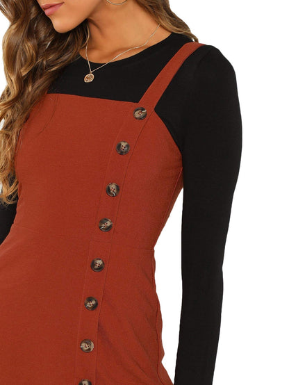 Button Front Pinafore Dress