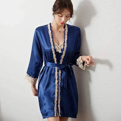 Emily Summer Pajama 5 Piece loungewear, Night suit Set -Navy Blue