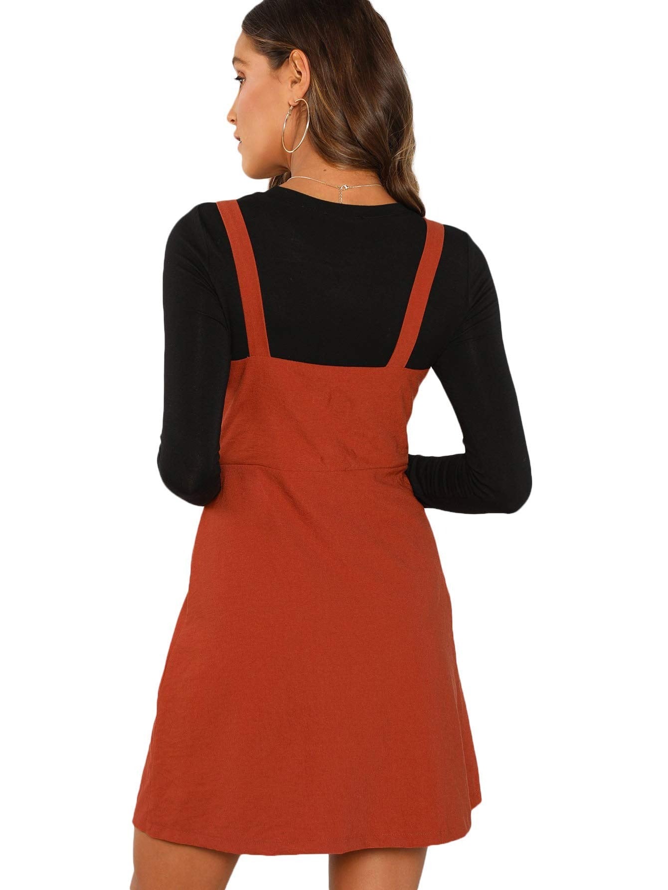 Button Front Pinafore Dress