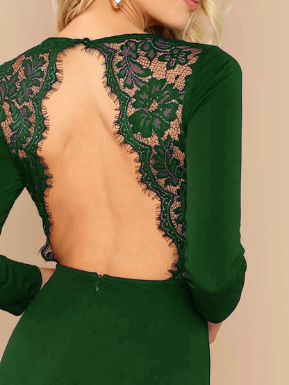 Eyelash Lace Trim Open Back Skater Dress Periwinkley Shop