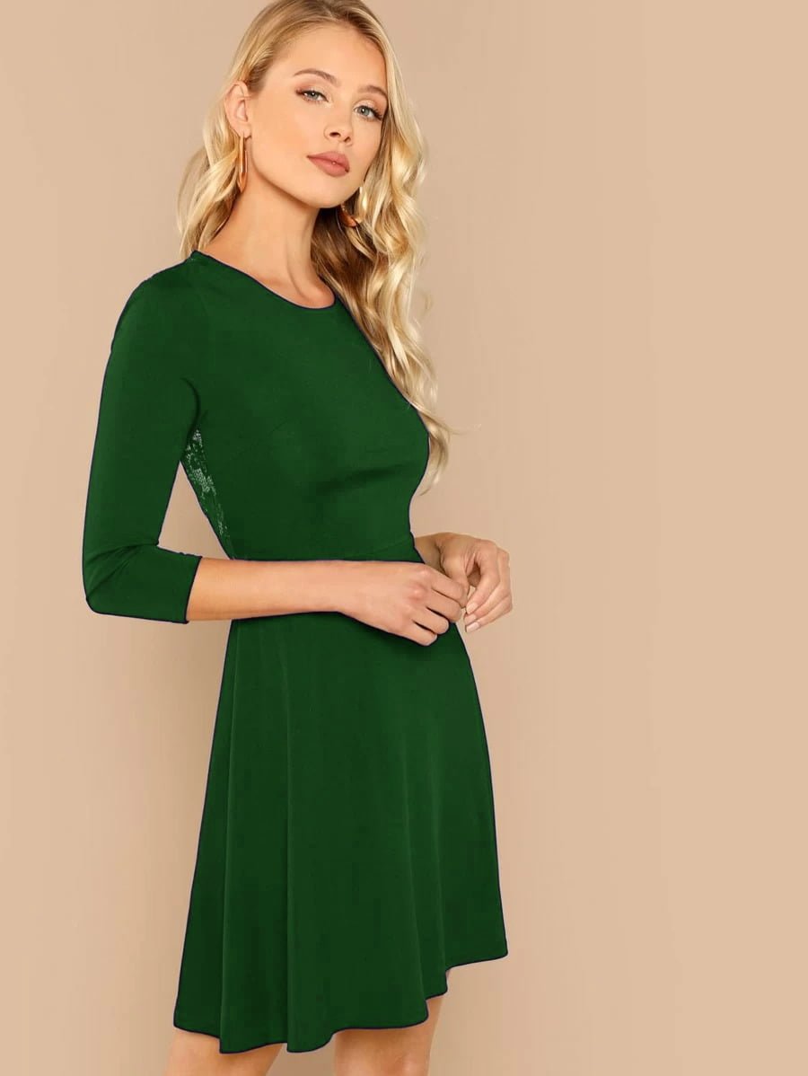 Eyelash Lace Trim Open Back Skater Dress Periwinkley Shop