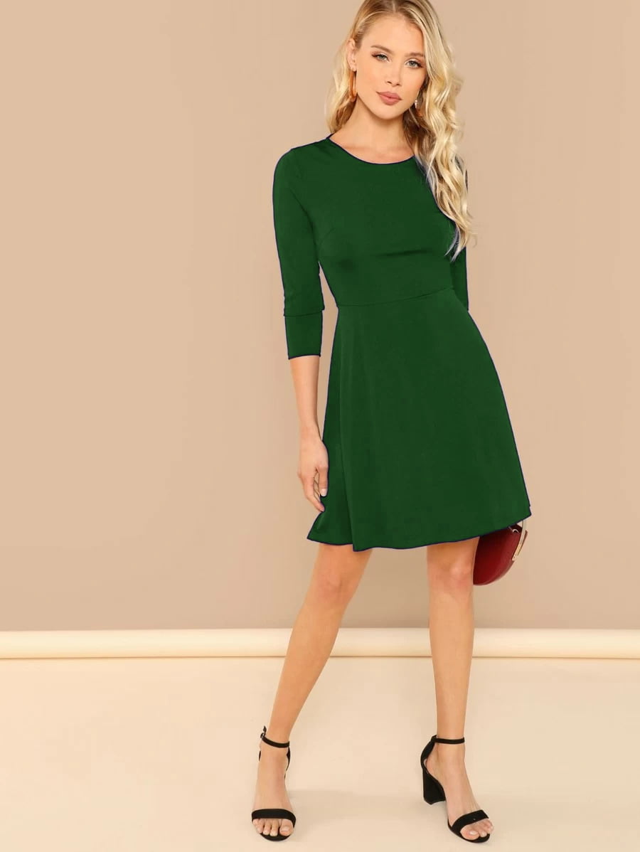 Eyelash Lace Trim Open Back Skater Dress Periwinkley Shop