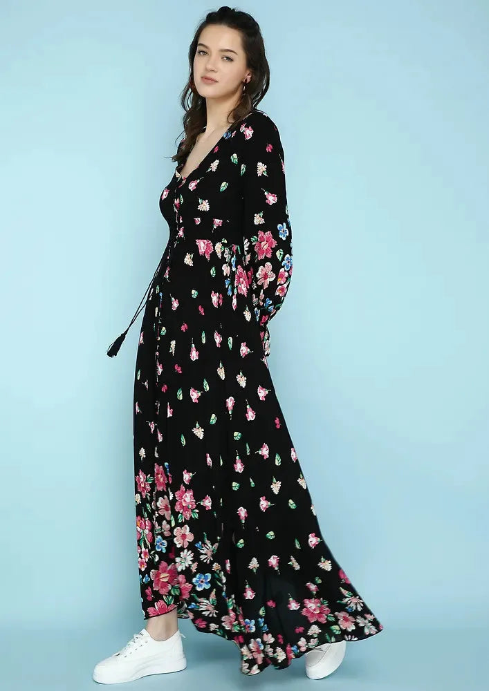 Roses For The Day Black Dress Periwinkley Shop