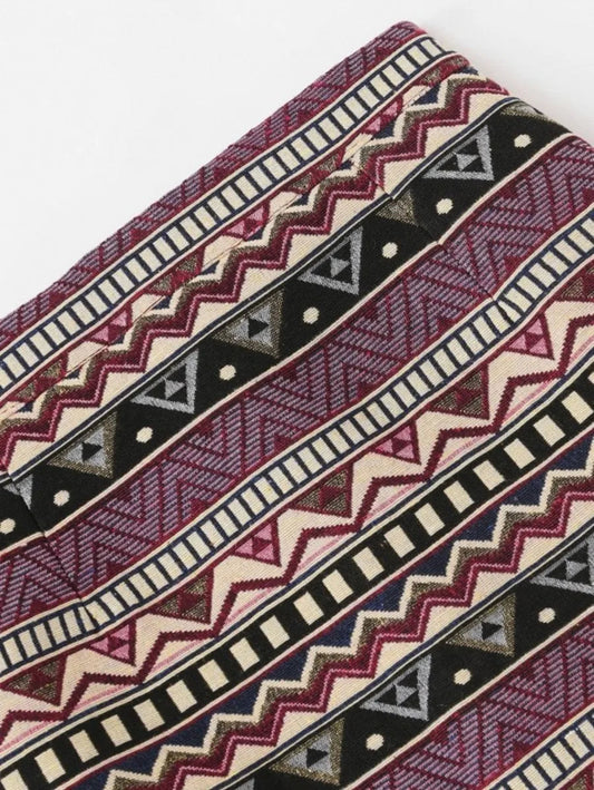 Zip Up Back Geo Print Skirt Periwinkley Shop