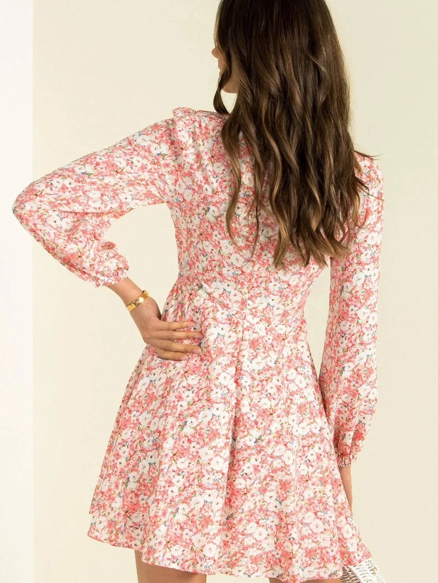 pretty floral printed pink  dress Periwinkley Shop