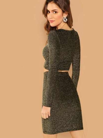 Glitter Crop Top & Bodycon Skirt Set Periwinkley Shop