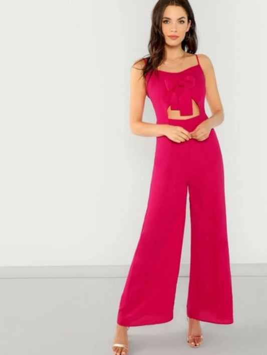 knotted open front cullotte jumpsuit Periwinkley Shop