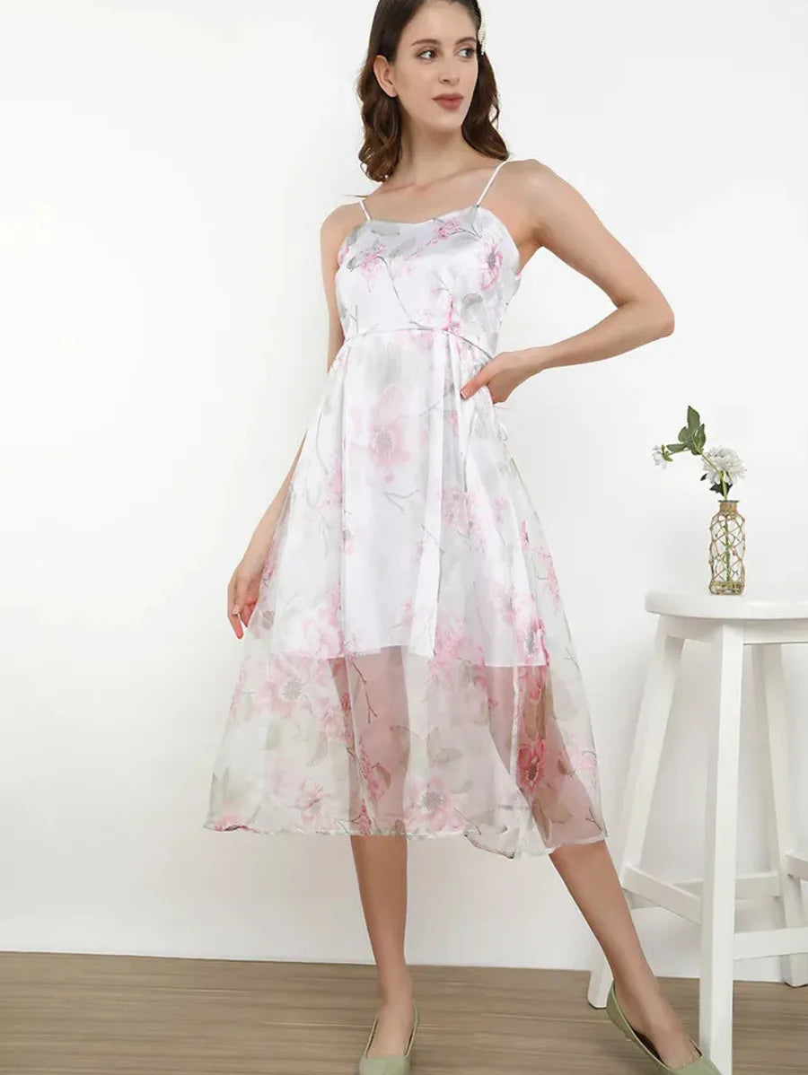 I SMELL SPRING BLOOMING PINK SHEER DRESS Periwinkley Shop