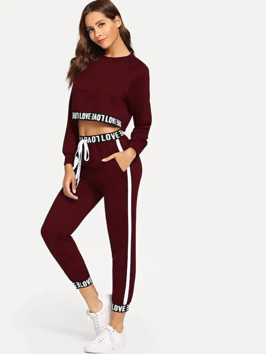 letter taped top with pants Periwinkley Shop