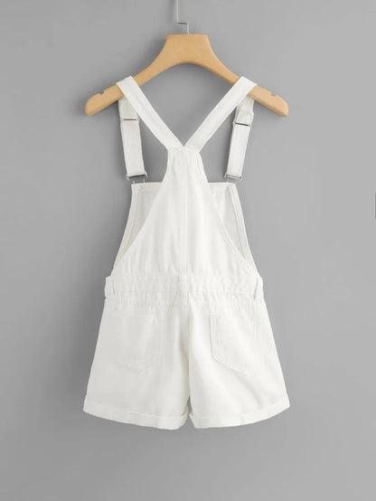 pocket front ripped denim overall Periwinkley Shop