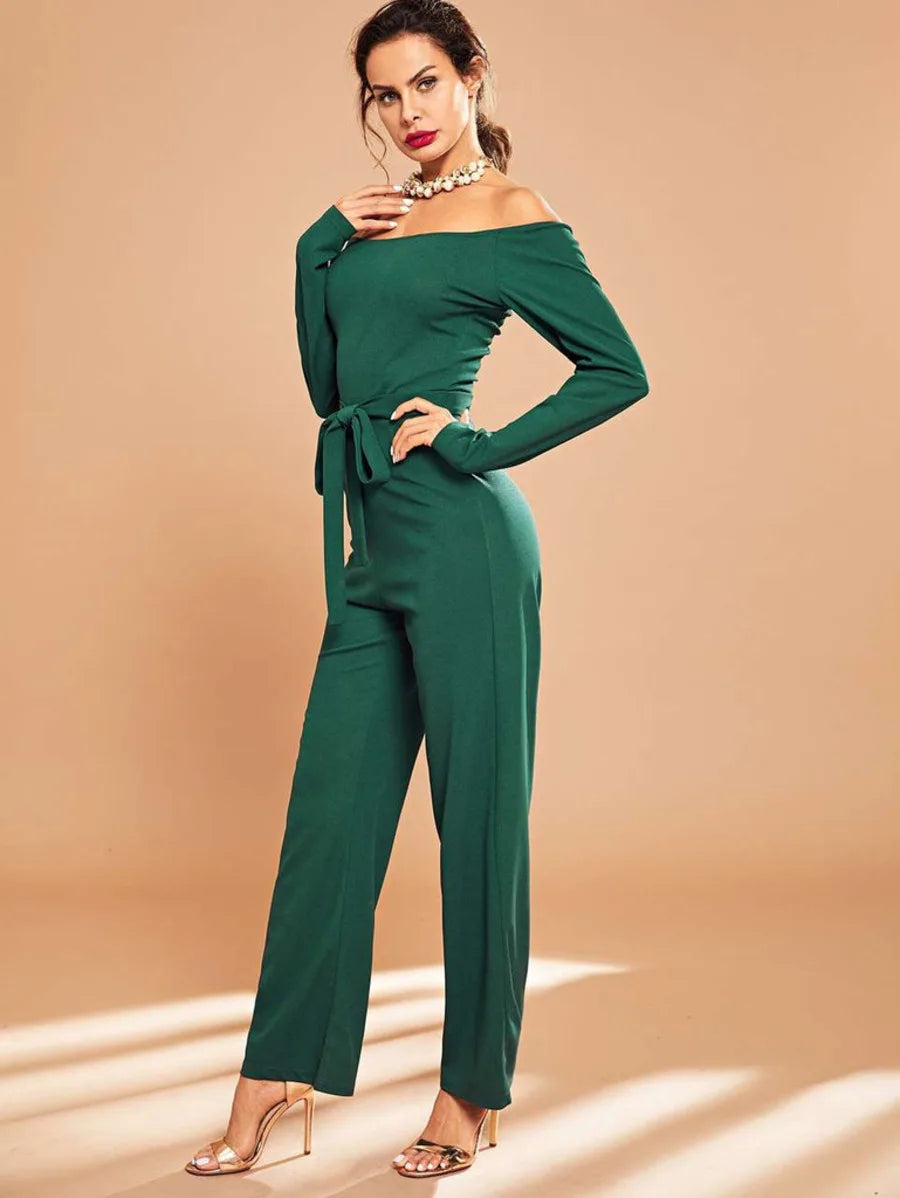 Off Shoulder Solid Tailored Jumpsuit Periwinkley Shop