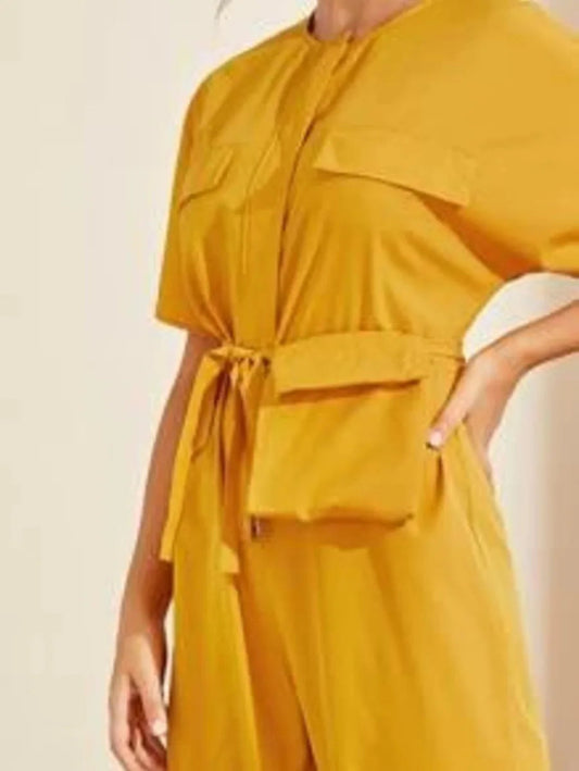 zip up flap pocket patched wide leg jumpsuit Periwinkley Shop