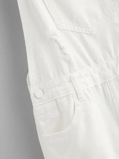 pocket front ripped denim overall Periwinkley Shop