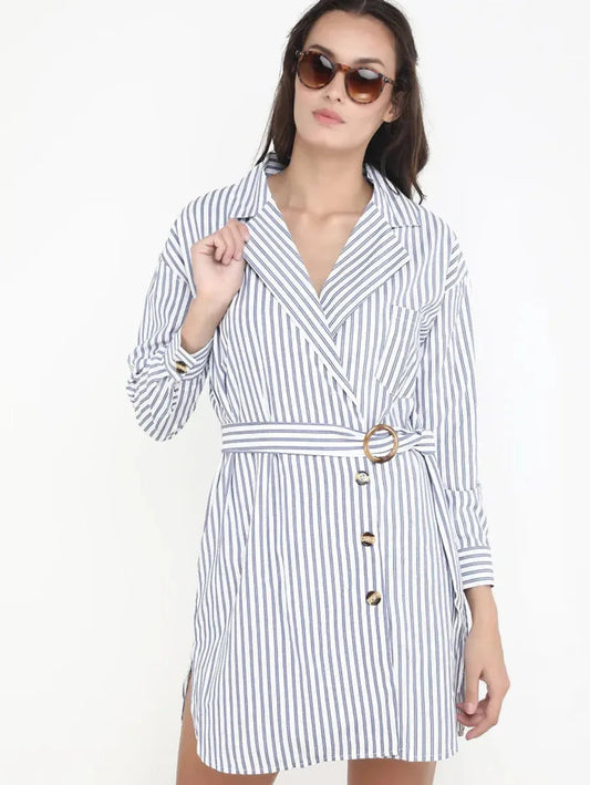 I Am Keeping A Score Blue Striped Dress Periwinkley Shop