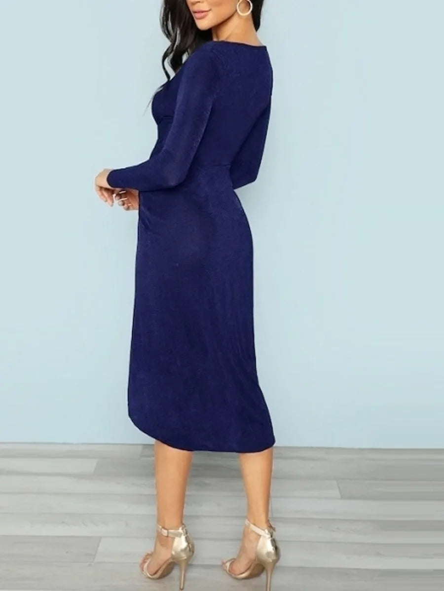 Thin Plunging Neck Wrap Split Front Dress Periwinkley Shop