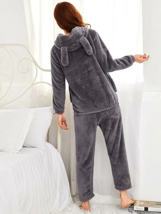 Rabbit Hooded Pajama Set Periwinkley Shop