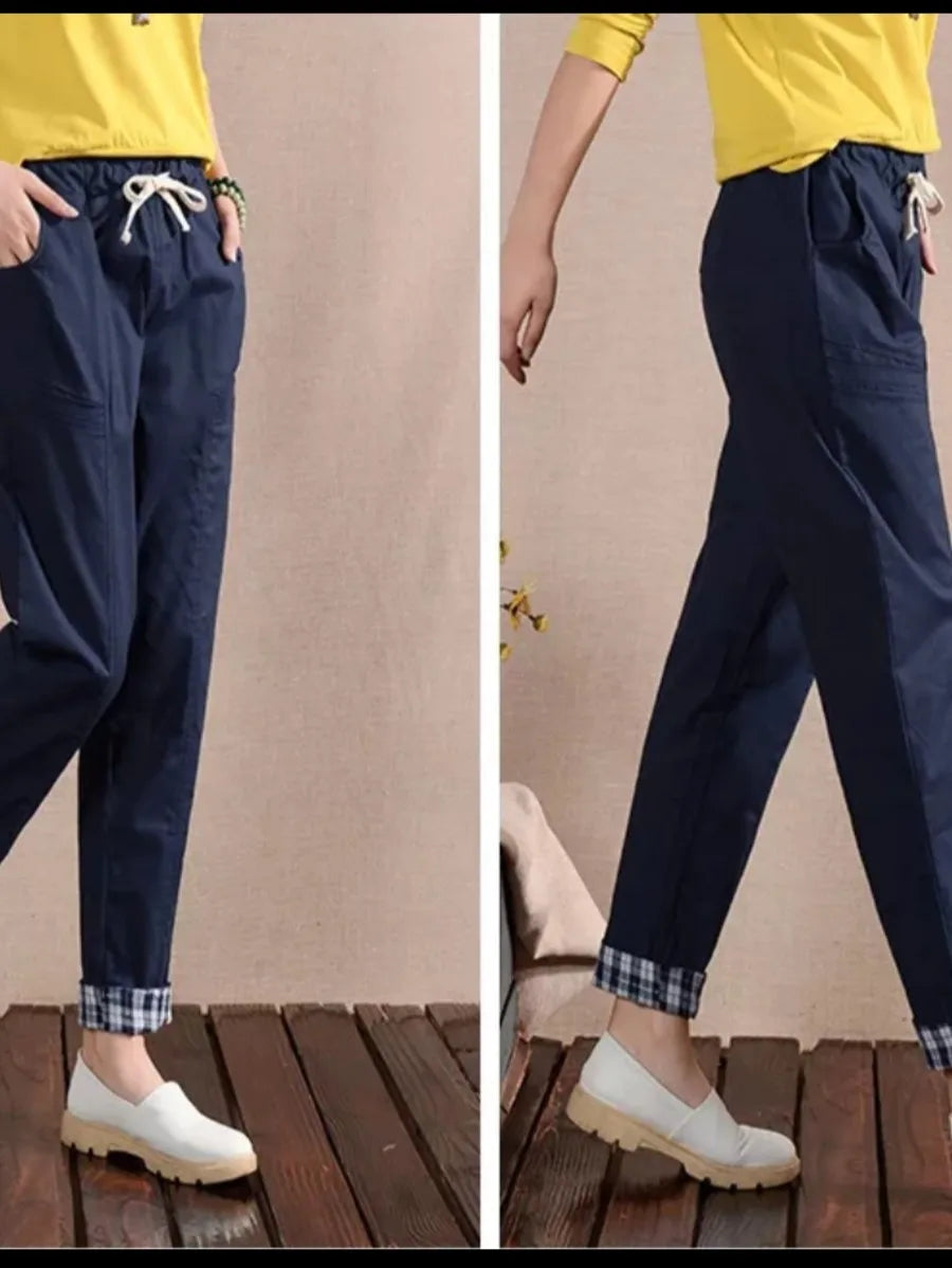 navy blue checked pant Periwinkley Shop