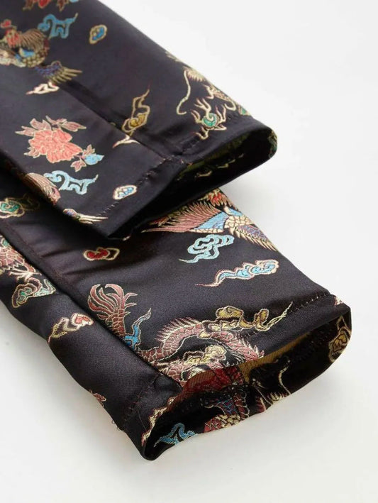 Dragon Jaquard Shawl Collar Blazer Dress Periwinkley Shop