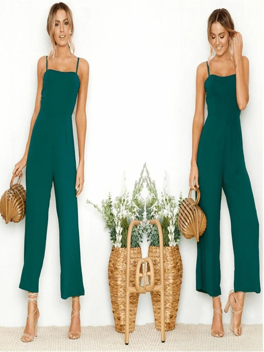 Spaghetti Strap Wide Leg jumpsuit Periwinkley Shop