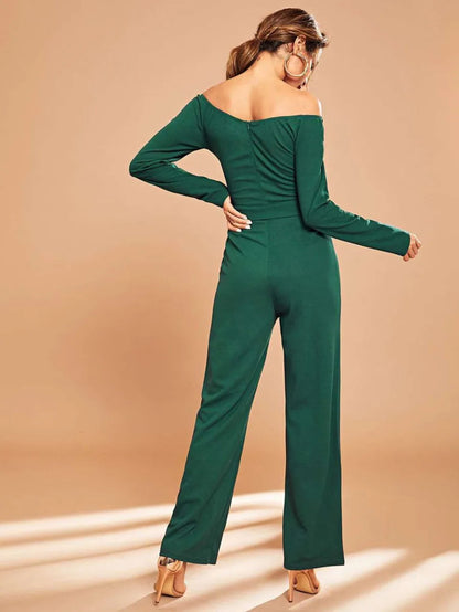 Off Shoulder Solid Tailored Jumpsuit Periwinkley Shop