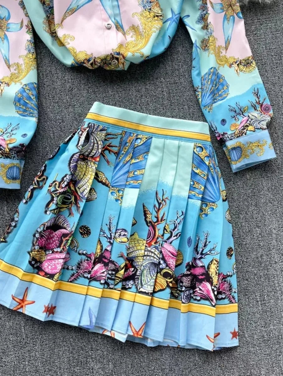 NOLITA Blouse & Skirt Set in Blue Periwinkley Shop