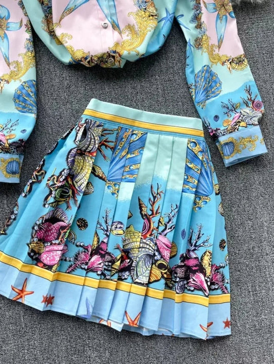 NOLITA Blouse & Skirt Set in Blue Periwinkley Shop
