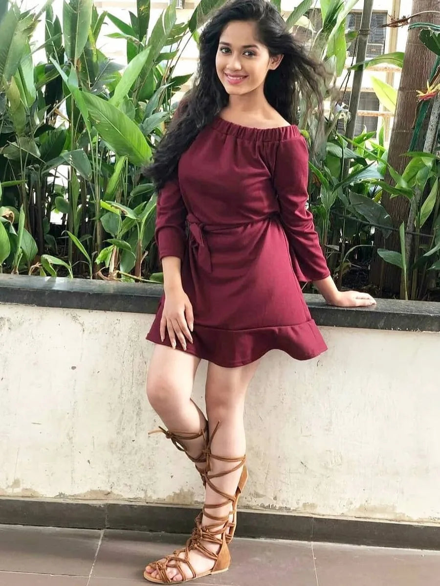 Off Shoulder Tie Waist Dress Periwinkley Shop