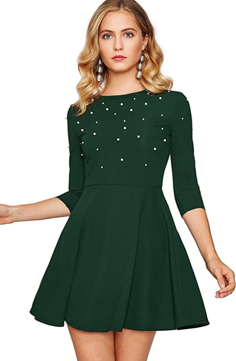 Faux Pearl Embellished Skater Dress Periwinkley Shop
