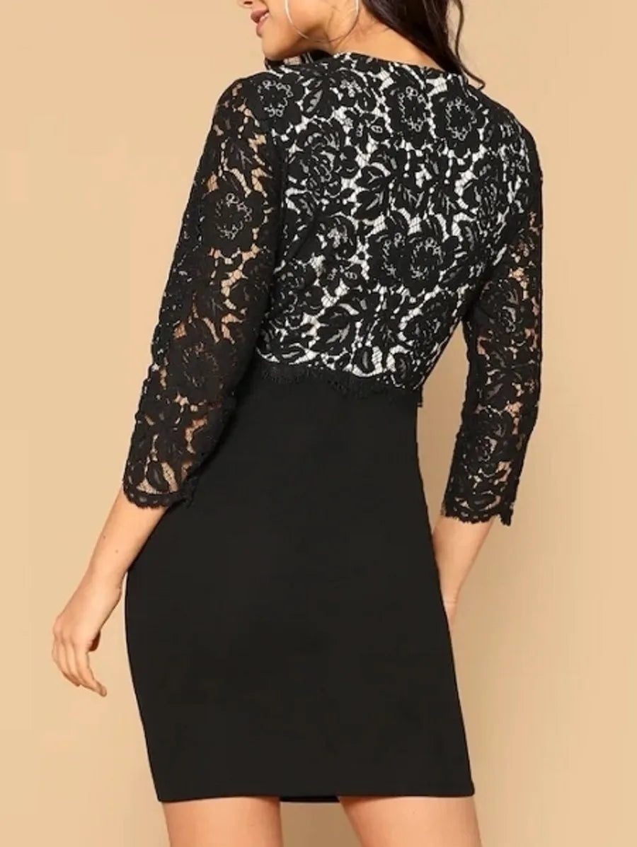 Floral Lace Bodice Bodycon Dress Periwinkley Shop