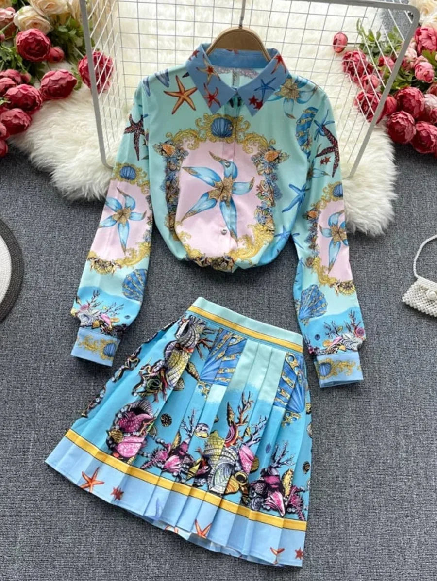 NOLITA Blouse & Skirt Set in Blue Periwinkley Shop