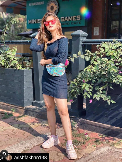 Lettuce Edge Ribbed Bardot Dress Periwinkley Shop