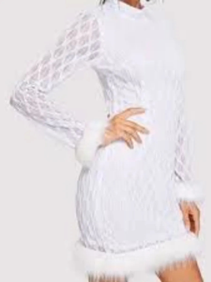 ice knit dress with faux fur sleeves Periwinkley Shop